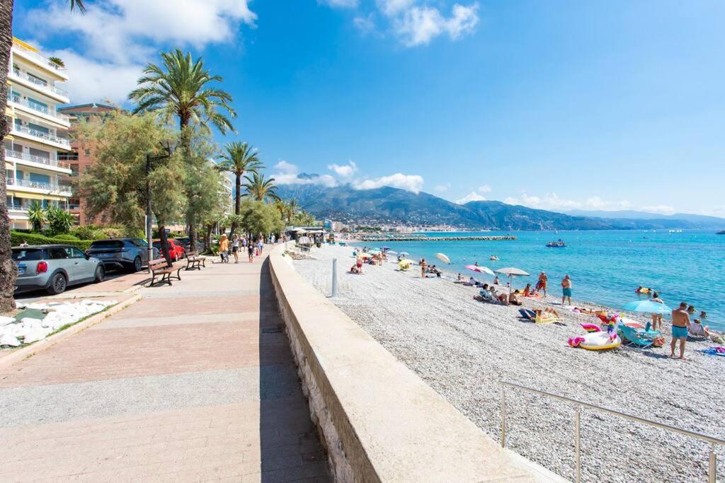 La Perle 2 P Terrasse Vue Mer 1Min Plage Clim Roquebrune-Cap-Martin Dış mekan fotoğraf